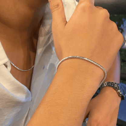 925 Silver Denmark Cobra Bracelet with 3mm Zircon