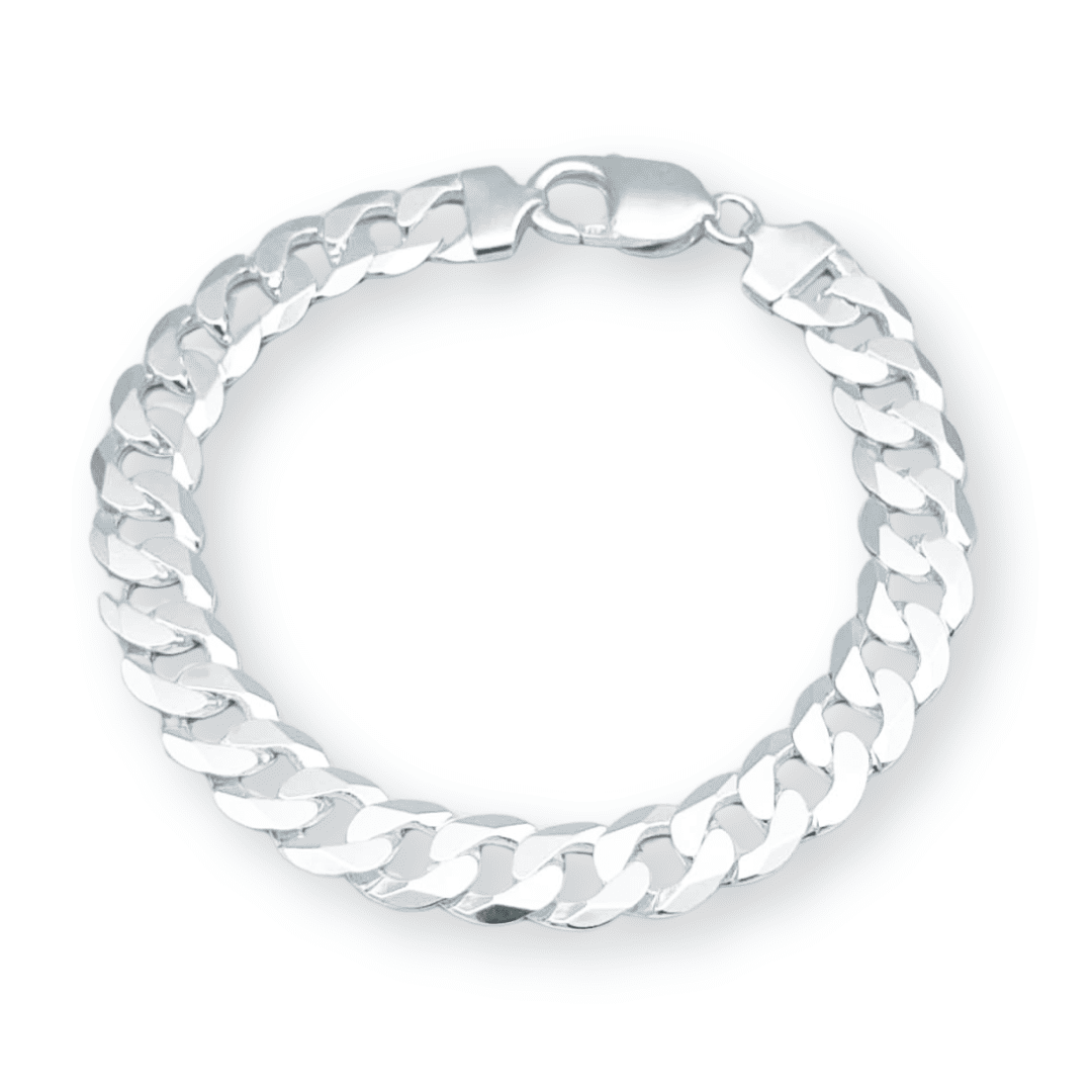 925 Silver Swiss Figaro Bracelet with 6 to 8mm Zirconia