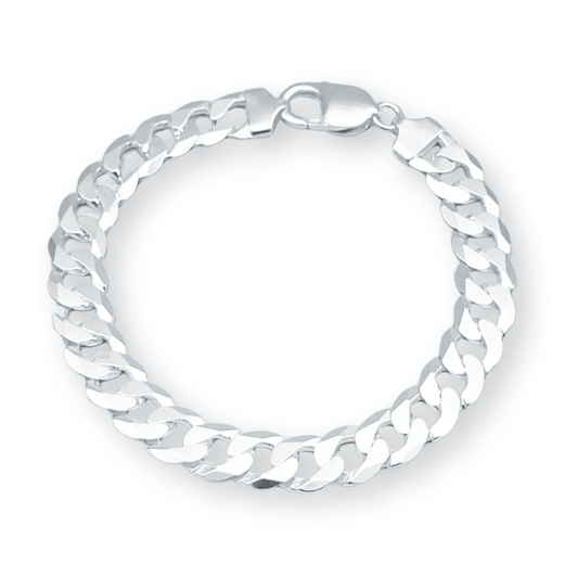 925 Silver Swiss Figaro Bracelet with 6 to 8mm Zirconia
